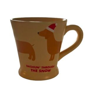 Dachshund Dashun' Through the Snow Mug Santa Hat Christmas Coffee Cup Dog Indigo